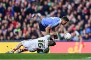 1 October 2016; Paddy Andrews of Dublin is tackled by Robert Hennelly of Mayo, resulting in a penalty for Dublin, during the GAA Football All-Ireland Senior Championship Final Replay match between Dublin and Mayo at Croke Park in Dublin. Photo by Brendan Moran/Sportsfile