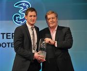 6 February 2011; Gary Twigg, Shamrock Rovers, receives the Airtricity League Player of the Year award from Robert Finnegan, CEO, 3. 3 / FAI International Soccer Awards, RTÉ Studios, Donnybrook, Dublin. Picture credit: David Maher / SPORTSFILE