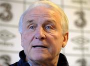 7 February 2011; Republic of Ireland manager Giovanni Trapattoni speaking during a press conference ahead of their Carling Four Nations Tournament match against Wales on Tuesday. Republic of Ireland press conference, Grand Hotel, Malahide, Co. Dublin. Picture credit: Barry Cregg / SPORTSFILE