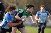 7 February 2011; Leinster's Eamonn Sheridan is tackled by Clint Newland during squad training ahead of their Celtic League game against Aironi on Thursday. Leinster Rugby Squad Training and Media Briefing, UCD, Belfield, Dublin. Picture credit: Brendan Moran / SPORTSFILE