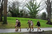 7 February 2011; Presentation College Bray players return to the dressing rooms after the game. Fr Godfrey Cup Quarter-Final Replay, CUS v Presentation College Bray, St. Columba’s College, Whitechurch, Dublin. Picture credit: Stephen McCarthy / SPORTSFILE