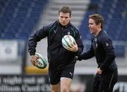 8 February 2011; Ireland's Gordon D'Arcy and Eoin Reddan, right, during squad training ahead of their RBS Six Nations Rugby Championship match against France on Sunday. Ireland Rugby squad training, RDS, Ballsbridge, Dublin. Picture credit: Brian Lawless / SPORTSFILE