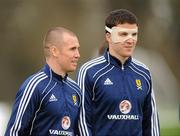 8 February 2011; Scotland captain Kenny Miller and Gary Caldwell during squad training ahead of their Carling Four Nations Tournament match against Northern Ireland on Wednesday. Scotland squad training, Carton House, Maynooth, Co. Kildare. Picture credit: Oliver McVeigh / SPORTSFILE