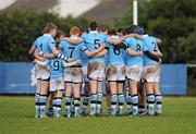 9 February 2011; The St. Michael's team huddle before the game. Powerade Leinster Schools Junior Cup, First Round, St. Andrew's v St. Michael's, Blackrock RFC, Stradbrook Road, Dublin. Picture credit: Barry Cregg / SPORTSFILE