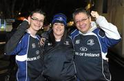 10 February 2011; Leinster fans David, Emma and Paul Nolan, from Glasnevin, Dublin, at the Leinster v Aironi, Celtic League match, RDS, Ballsbridge, Dublin. Picture credit: Matt Browne / SPORTSFILE