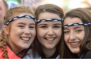 2 October 2016; Dublin supporters, from left, Aoife Hegarty, Clodagh Thomas and Emily Nannery, from Rathoath, during the All-Ireland Champions Homecoming at Smithfield Square in Dublin. Photo by Piaras Ó Mídheach/Sportsfile