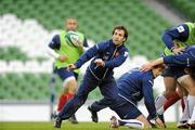 12 February 2011; France's Morgan Parra in action during the squad captain's run ahead of their RBS Six Nations Rugby Championship game against Ireland on Sunday. France Rugby Squad Captain's Run, Aviva Stadium, Lansdowne Road, Dublin. Picture credit: Matt Browne / SPORTSFILE