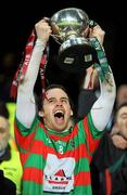 12 February 2011; Brian Og Maguire, Lisnaskea Emmett, lifts the cup. AIB GAA Football All-Ireland Intermediate Club Championship Final, St James, Galway, v Lisnaskea Emmett, Fermanagh. Croke Park, Dublin. Picture credit: Stephen McCarthy / SPORTSFILE