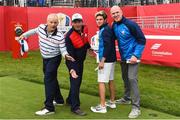 27 September 2016; On the 1st tee box, from left, actor Bill Murray, singer Huey Lewis, One Direction singer Niall Horan and former Ireland and Munster rugby capatin Paul O'Connell before their round of the Celebrity Matches at The 2016 Ryder Cup Matches at the Hazeltine National Golf Club in Chaska, Minnesota, USA. Photo by Ramsey Cardy/Sportsfile