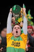 13 February 2011; Meelin captain Jerry Forrest lifts the cup. AIB GAA Hurling All-Ireland Junior Club Championship Final, Meelin v John Lockes, Croke Park, Dublin. Picture credit: Stephen McCarthy / SPORTSFILE