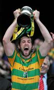 13 February 2011; Ballymartle captain Patrick Dwyer lifts the cup. GAA Hurling All-Ireland Intermediate Club Final, Ballymartle, Cork, v Dicksboro, Kilkenny. Croke Park, Dublin. Picture credit: Stephen McCarthy / SPORTSFILE