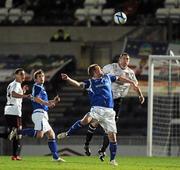 14 February 2011; Colin Hawkins, Dundalk, in action against Peter Thompson, Linfield, Setanta Sports Cup, Round 1, First Leg, Linfield v Dundalk, Windsor Park, Belfast, Co. Antrim. Picture credit: Oliver McVeigh / SPORTSFILE