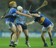 19 February 2011; Liam Rushe, Dublin, in action against Padraic Maher, left, and Michael Gleeson, Tipperary. Allianz Hurling League, Division 1 Round 2, Dublin v Tipperary, Croke Park, Dublin. Picture credit: Stephen McCarthy / SPORTSFILE