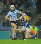 19 February 2011; Pa Bourke, Tipperary, in action against Tomás Brady, Dublin. Allianz Hurling League, Division 1 Round 2, Dublin v Tipperary, Croke Park, Dublin. Picture credit: Ray McManus / SPORTSFILE