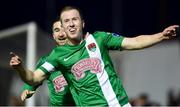 8 October 2016; Stephen Dooley of Cork City celebrates with team mate Sean Maguire after scoring his sides second goal during the SSE Airtricity League Premier Division match between Galway United and Cork City at Eamonn Deasy Park in Galway. Photo by Matt Browne/Sportsfile