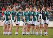 20 February 2011; The Kildare team stand for the National Anthem before the game. Allianz Football League, Division 2 Round 2, Kildare v Derry, St Conleth's Park, Newbridge, Co. Kildare. Picture credit: Barry Cregg / SPORTSFILE