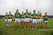 20 February 2011; The Kerry players stand for the National Anthem. Allianz Football League, Division 1 Round 2, Mayo v Kerry, McHale Park, Castlebar, Co. Mayo. Picture credit: Brian Lawless / SPORTSFILE