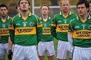 20 February 2011; Kerry captain Colm Cooper stands with his team-mates for the National Anthem. Allianz Football League, Division 1 Round 2, Mayo v Kerry, McHale Park, Castlebar, Co. Mayo. Picture credit: Brian Lawless / SPORTSFILE