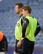 23 February 2011; Ireland's Tommy Bowe, left, and Ronan O'Gara during squad training ahead of their RBS Six Nations Rugby Championship match against Scotland on Sunday. Ireland Rugby Squad Training, RDS, Ballsbridge, Dublin. Picture credit: Brendan Moran / SPORTSFILE