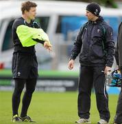 23 February 2011; Ireland captain Brian O'Driscoll with physio Cameron Steele during squad training ahead of their RBS Six Nations Rugby Championship match against Scotland on Sunday. Ireland Rugby Squad Training, RDS, Ballsbridge, Dublin. Picture credit: Brendan Moran / SPORTSFILE