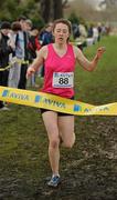 16 February 2011; Maire Aine Ni Shuilleabhain, Gael Colaiste Ceatharlach, wins the Senior Girls event at the Aviva Leinster Schools Cross Country. Santry Demesne, Santry, Dublin. Picture credit: Stephen McCarthy / SPORTSFILE