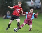 24 February 2011; Rob Waters, University College Cork, in action against Mikey Creane, National University of Ireland, Galway. Dublin Bus Collingwood Cup 2011 Final, National University of Ireland, Galway v University College Cork, College Park, Trinity College, Dublin. Picture credit: Matt Browne / SPORTSFILE