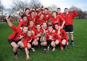 24 February 2011; The University College Cork players celebrate with the cup. Dublin Bus Collingwood Cup 2011 Final, National University of Ireland, Galway v University College Cork, College Park, Trinity College, Dublin. Picture credit: Matt Browne / SPORTSFILE