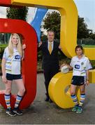 14 October 2016; Ollie Brogan, ESB International, with UCD players Claire O'Neill, left, and Thu Thi Le, at the launch of the UCD GAA International team who will compete in the Asian Games this November. UCD at Belfield in Dublin. Photo by Piaras Ó Mídheach/Sportsfile