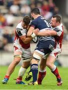 16 October 2016; Jefferson Poirot of Bordeaux-Bégles is tackled by Sean Reidy, left, and Andy Warwick of Ulster during the European Rugby Champions Cup Pool 5 Round 1 match between Bordeaux-Begles and Ulster at Stade Chaban-Delmas in Bordeaux, France. Photo by Ramsey Cardy/Sportsfile