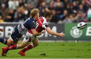 16 October 2016; Paddy Jackson of Ulster is tackled by Blair Connor of Bordeaux-Bégles during the European Rugby Champions Cup Pool 5 Round 1 match between Bordeaux-Begles and Ulster at Stade Chaban-Delmas in Bordeaux, France. Photo by Ramsey Cardy/Sportsfile