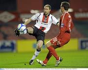 1 March 2011; Owen Heary, Bohemians, in action against Kevin Braniff, Portadown. Setanta Sports Cup, First Round, First Leg, Bohemians v Portadown, Dalymount Park, Dublin. Photo by Sportsfile