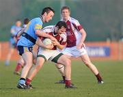 3 March 2011; Ronan Rochford, NUIG, in action against Chris McGuiness, UCD. Ulster Bank Sigerson Cup Football Quarter-Final, UCD v NUIG, Castle Pitch, UCD, Belfield, Dublin. Picture credit: Matt Browne / SPORTSFILE