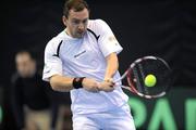 4 March 2011; Conor Niland, Ireland, in action against Mike Vermeer, Luxembourg. Davis Cup - Group II Europe / Africa 1st Round, Ireland v Luxembourg, David Lloyd Riverview Lawn Tennis Club, Dublin. Picture credit: Matt Browne / SPORTSFILE