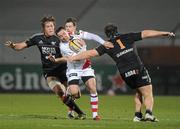 4 March 2011; Paddy Wallace, Ulster, in action against Joshua Furno and Alberto De Marchi, Aironi. Celtic League, Ulster v Aironi, Ravenhill Park, Belfast. Picture credit: Oliver McVeigh / SPORTSFILE