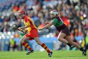 6 March 2011; Louise Mahony, The Harps, in action against Maeve Dillon, Eoghan Rua. All-Ireland Intermediate Camogie Club Championship Final, Eoghan Rua v The Harps, Croke Park, Dublin. Picture credit: Brian Lawless / SPORTSFILE