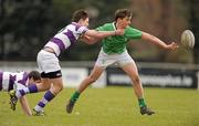 8 March 2011; Andy Marks, Gonzaga College SJ, in action against Stephen McVeigh, Clongowes Wood College SJ. Powerade Schools Junior Cup 2nd Round, Clongowes Wood College SJ v Gonzaga College SJ, St Mary's RFC, Templeville Road, Dublin. Photo by Sportsfile