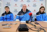 11 March 2011; Dublin manager Pat Gilroy with Kevin McManamon, left, and Sean Murray, during a press conference ahead of their Allianz Football League, Division 1, Round 4, game against Monaghan on Sunday. Dublin Football press conference, St Clare's, DCU, Glasnevin, Dublin. Picture credit: Brian Lawless / SPORTSFILE