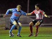 11 March 2011; Paul O'Conor, UCD, in action against Stephen McLaughlin, Derry City. Airtricity League Premier Division, UCD v Derry City, UCD Bowl, University College Dublin, Belfield, Dublin. Picture credit: Ray McManus / SPORTSFILE