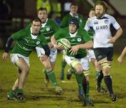 11 March 2011; Barry O'Mahony, Ireland Club XV, makes a run against the Scotland Club XV defence. Ulster Bank Ireland Club International, Scotland Club XV v Ireland Club XV, Netherdale, Gala Shields, Scotland. Picture credit: Kenny Smith / SPORTSFILE