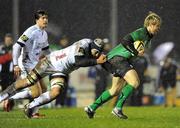 11 March 2011; Fionn Carr, Connacht, is tackled by Marco Bortolami, Aironi. Celtic League, Connacht v Aironi, Sportsground, Galway. Picture credit: Ray Ryan / SPORTSFILE