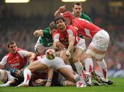 12 March 2011; Mike Phillips, Wales, gets the ball away. RBS Six Nations Rugby Championship, Wales v Ireland, Millennium Stadium, Cardiff, Wales. Picture credit: Matt Browne / SPORTSFILE