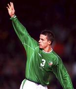 10 November 2001; Ian Harte of Republic of Ireland celebrates after scoring from the penalty spot during the 2002 FIFA World Cup Qualification Play-Off Final First Leg match between Republic of Ireland and Iran at Lansdowne Road in Dublin. Photo by David Maher/Sportsfile