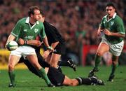 17 November 2001; Denis Hickie of Ireland in action against Scott Robertson of New Zealand during the International Friendly match between Ireland and New Zealand at Lansdowne Road in Dublin. Photo by Matt Browne/Sportsfile