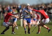 13 March 2011; Lorcan McLoughlin, Cork, is tackled by Shane Walsh, left, and Richie Foley, Waterford. Allianz Hurling League, Division 1, Round 4, Waterford v Cork, Fraher Field, Dungarvan, Co. Waterford. Picture credit: Stephen McCarthy / SPORTSFILE