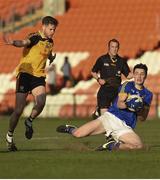 30 October 2016; Ciaran Higgins of Maghery Sean MacDiarmada in action against Simon Cadden of Ramor United during the AIB Ulster GAA Football Senior Club Championship quarter-final game between Maghery Seán MacDiarmada and Ramor United at Athletic Grounds in Armagh. Photo by Philip Fitzpatrick/Sportsfile