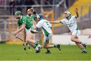 30 October 2016; Henry Shefflin of Ballyhale Shamrocks in action against Alan O'Brien and Paddy Deegan, right, of O'Loughlin Gaels during the Kilkenny County Senior Club Hurling Championship Final game between Ballyhale Shamrocks and O'Loughlin Gaels at Nowlan Park in Kilkenny. Photo by Piaras Ó Mídheach/Sportsfile