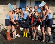 17 March 2011; The University College Dublin Ladies boat crew, and cox Ciara McGowan, celebrate their Corcoran Cup victory. University Boat Race, The Corcoran Cup, University College Dublin v Trinity College Dublin. UCD Boat Club, Longmeadows, Islandbridge, Dublin. Picture credit: Stephen McCarthy/ SPORTSFILE