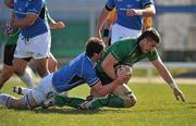 18 March 2011; David Nolan, Connacht, is tackled by Daniel Riordan, Leinster. 'A' Interprovincial Friendly, Connacht v Leinster, Sportsgrounds, Galway. Picture credit: David Maher / SPORTSFILE