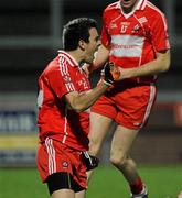 19 March 2011; Cailean O'Boyle, Derry, celebrates after scoring his side's first goal in the second minute. Allianz Football League Division 2 Round 5, Derry v Donegal, Celtic Park, Derry. Picture credit: Oliver McVeigh / SPORTSFILE