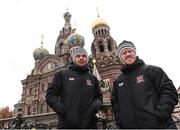 2 November 2016; Dundalk players Andy Boyle, left, and Daryl Horgan after being included in the Republic of Ireland squad by manager Martin O'Neill, outside the Church of the Savior in St.Petersburg, Russia ahead of their UEFA Europa League Group D Matchday 4 against Zenit St Petersburg in St Petersburg, Russia. Photo by David Maher/Sportsfile